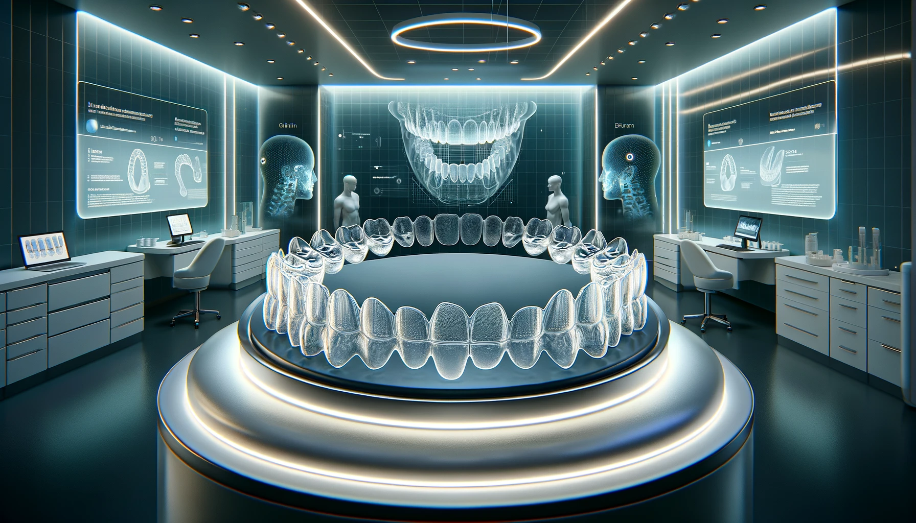 Moderne tannklinikk viser gjennomsiktig usynlig tannregulering.