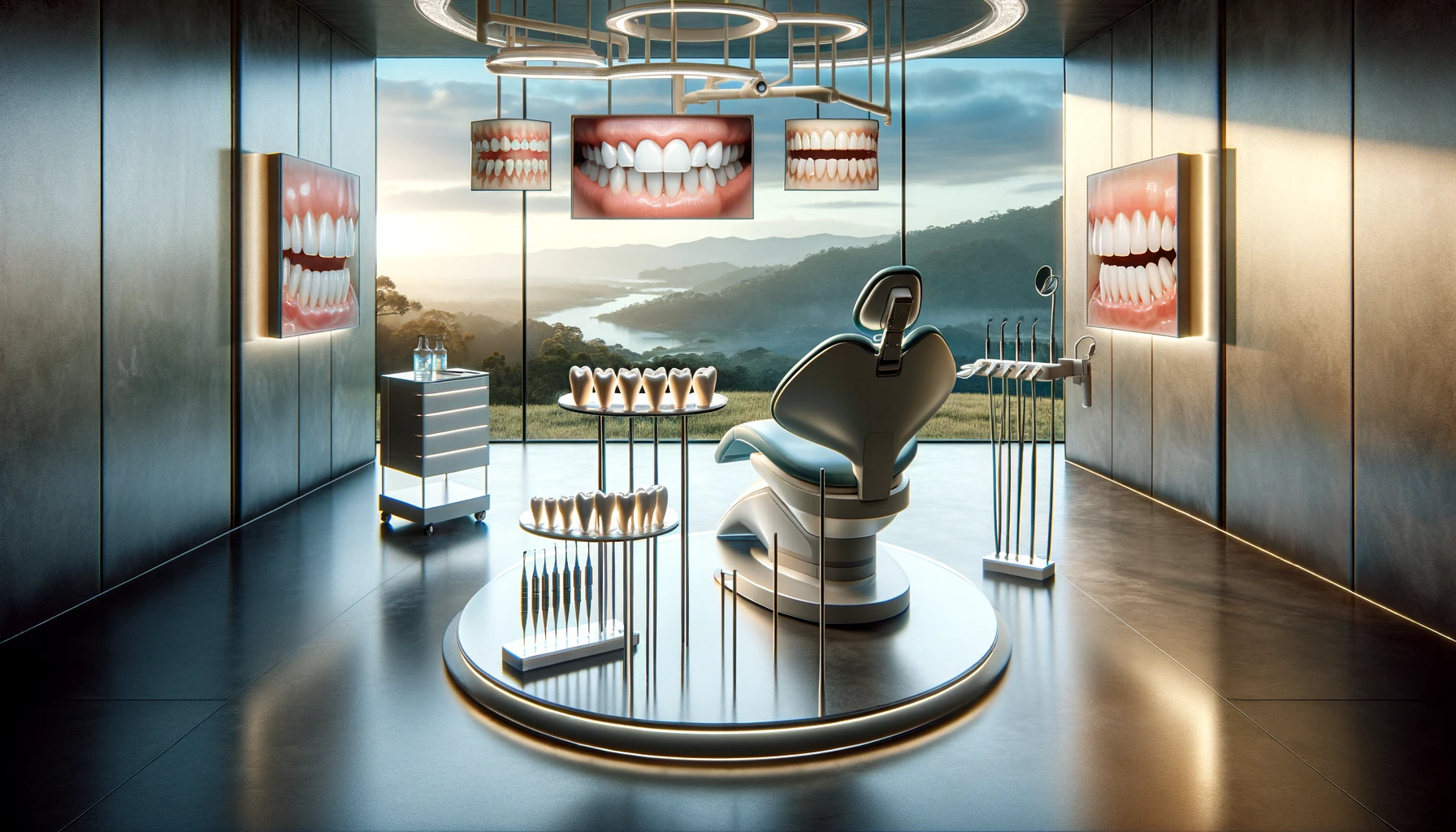 Moderne tannlegekontor med fokus på estetikk, viser behandlinger som bleking og fasetter.