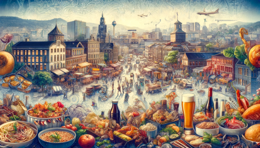 Artistic depiction showcasing the diverse culinary landscape of Oslo,