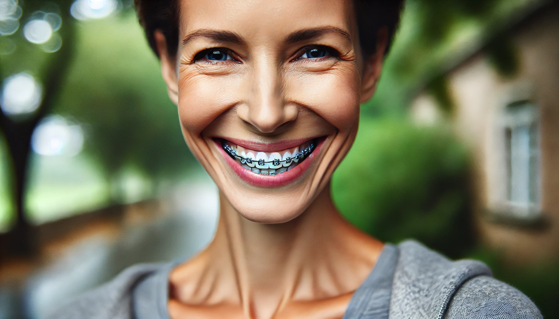 Kvinne med synlig tannregulering