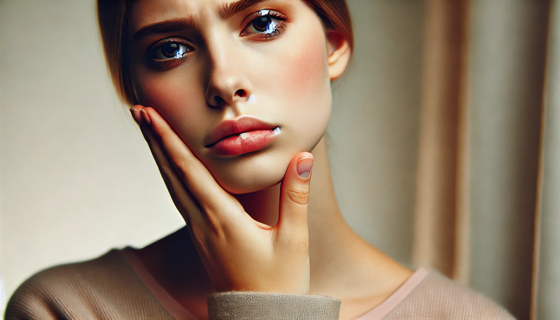 A concerned individual holding their jaw, indicating potential symptoms of a tooth infection that should not be ignored.