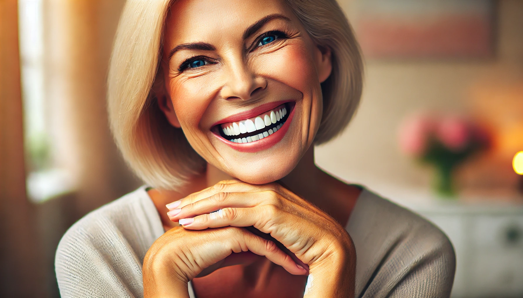 A joyful individual with a radiant smile, showcasing the positive impact of dentures on confidence and appearance.