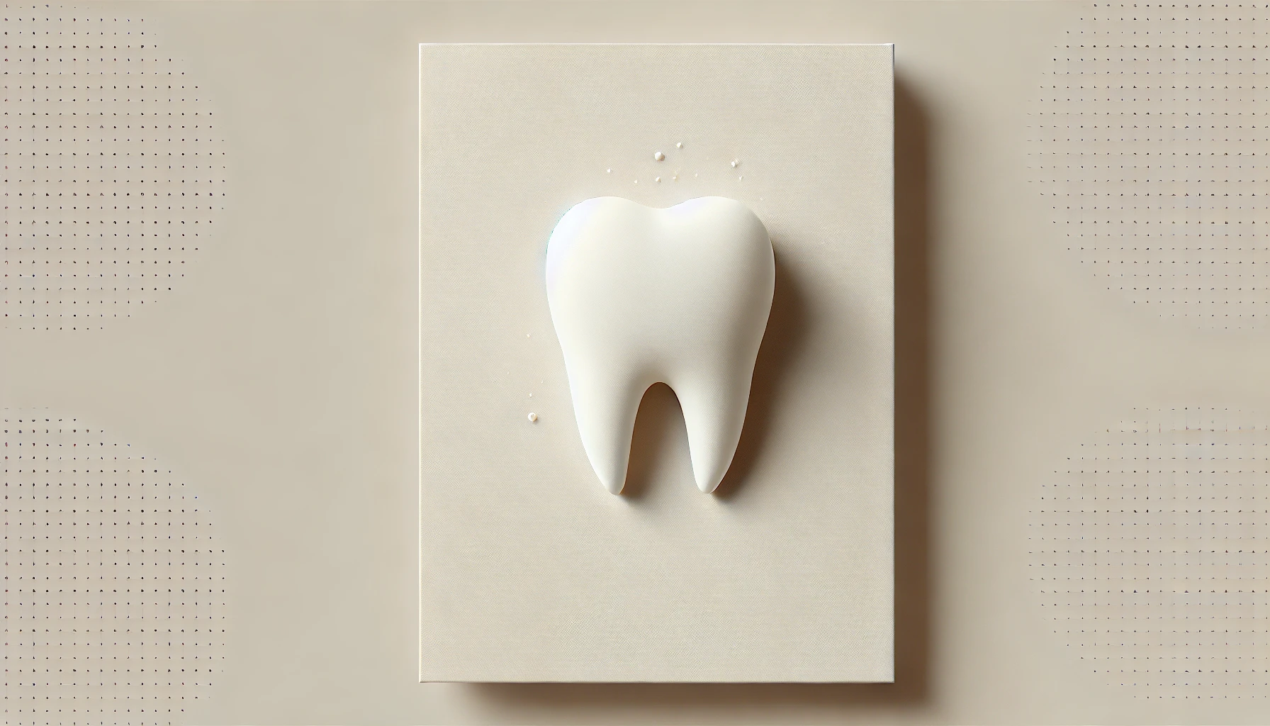 En minimalistisk fremstilling av dental erosjon med en enkel tann som viser lett overflateslitasje på nøytral bakgrunn."